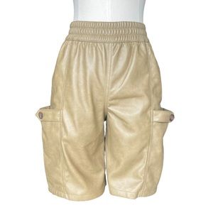 NWT Avec Les Filles Women’s Cargo Shorts Military Green Leather Size Extra Small